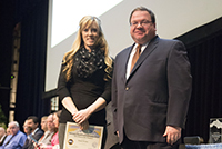 Photo of Mindy Swisher receiving Co-Worker Honorable Mention
